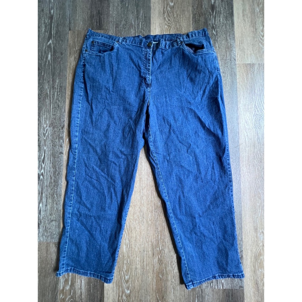 Ruby Rd. Woman Jeans Women 24W Blue Straight Leg Stretch Elastic Waist 21205